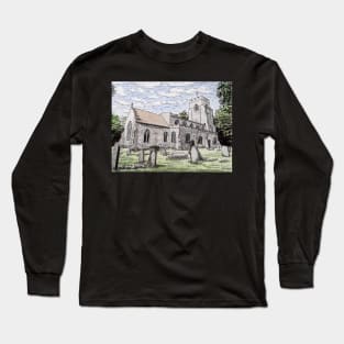 English Suffolk Church Painting Long Sleeve T-Shirt